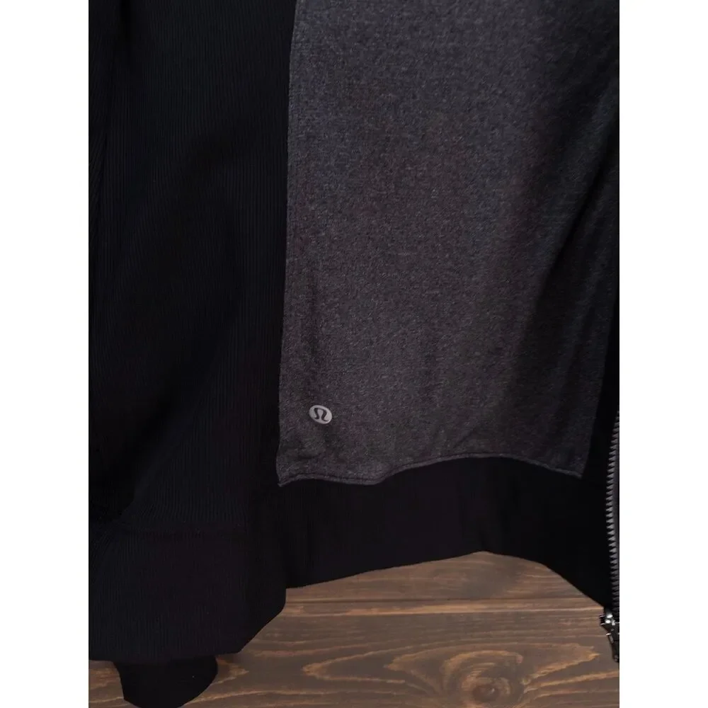 Lululemon Reversible Dance Studio Jacket Black Gray Size 8 Hooded Zip